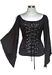 Gothic Black Victorian Lace up Corset Top w/ Fairy Sleeves