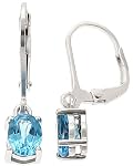 Sterling Silver 7X5mm Oval Genuine Blue Topaz Earrings