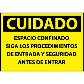 Spanish Vinyl Sign - Cuidado Espacio Confinado Siga Los Procedimientos