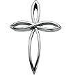 14K White Gold Cross Pendant - 36.25x26.25mm