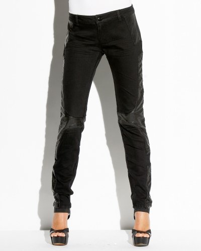 bebe Leatherette Trim Moto Jean - PETITE product image