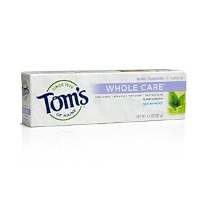 Tom's of Maine Whole Care Toothpaste, Spearmint Fluoride, 4.7-Ounce (Pack of 2)
