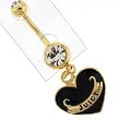 Gold and Black Heart With "Juicy" Stainless Steel Belly Ring