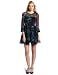 aryn K Women's Long Sleeve Dress, Black Print, Large
