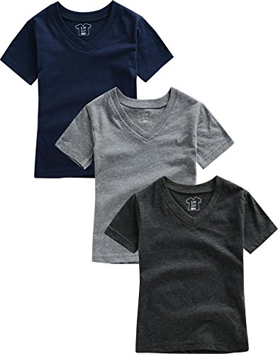 Vaenait Baby 3 Pack 2T-7T Boys Short Sleeve V-Neck Basic Tee T-shirts