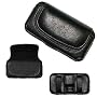 Executive Black Horizontal Leather Side Case Pouch with Belt Clip and Belt Loops for Verizon LG VX-9200 ENV3, ENV 3, VX9200 Phone [Perfect Fit by Accessory Export]