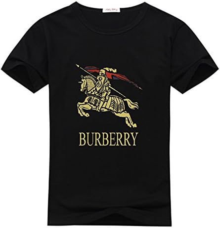 Burberry Logo Men's Casual Crew Neck Cotton T Shirt Medium Black