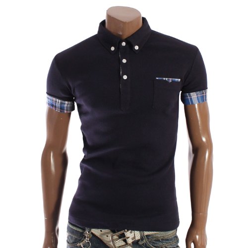 Herren Polohemd Karo-Muster Marine (DAK01)