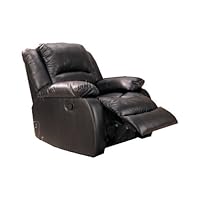 Faux Leather Rocker Recliner in Black