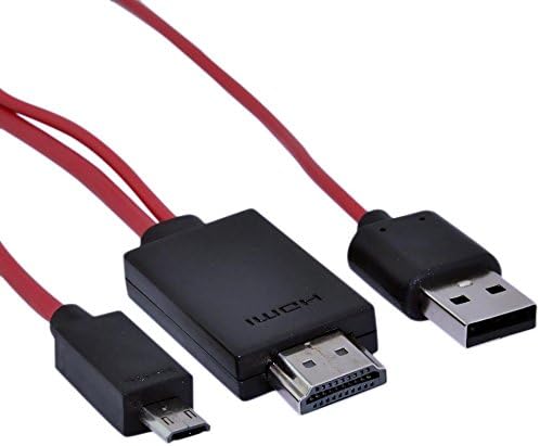 Zahren Technologies® Red 2M Long MHL Micro USB HDMI Cable Adapter Connector to HDTV for Samsung Galaxy S4 SIV i9500 Galaxy S3 SIII i9300 Galaxy Note 2 II N7100 HTC One Max One X (1080P, 6 Feet) - MHL To HDMI Samsung i9300