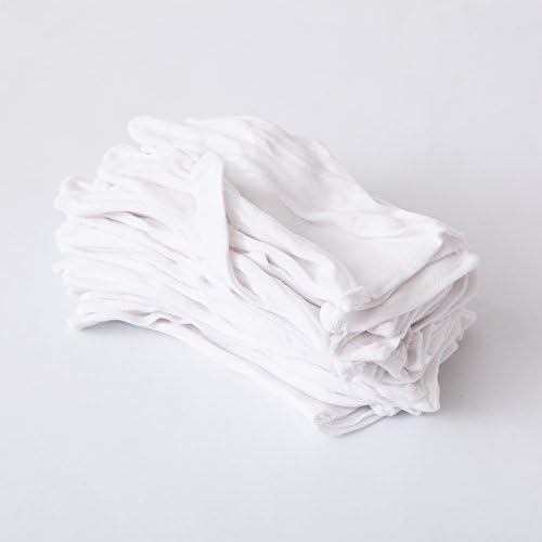 White 100% Cotton Lisle Gloves for Coin, Jewelry, Silver, or Photo Inspection - Size Large - Generous Fit for Big Hands - Perfect for Moisturizing Treatments and Other Dermatological Uses - 12 Pairs