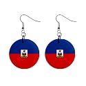 Haiti Flag Button Earrings
