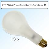 Eiko (Wiko) ECT 120V 500 Watt Inside Frosted Photoflood Lamp Bulb Bundle of 12
