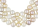 STERLING SILVER 6-7MM NATURAL MULTICOLOR CULTURED FRESHWATER PEARL TRIPLE STRAND NECKLACE