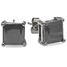 2.00 Ct Black Stud Earrings Square Princess CZ 6MM Cubic Zirconia Basket Setting Platinum Plated Pus