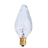 Bulbrite 25F10CL 25W Fiesta Style Chandelier Bulb, Candelabra Base, Clear