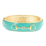 14K Gold Fill & Turquoise Enamel Horse Bit Inlay Bangle Bracelet