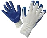 G & F 3108-12 String Knit Palm Latex Dipped Gloves, 10-Pairs Per Pack, Blue, Large