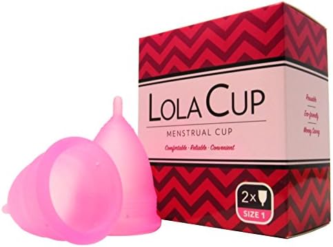 Menstrual Cup Lola Cup Set of 2 - Period Cup made of BPA Free, 100% Medical Grade Silicone - Menstruation Cup, Short Stem - Size 1 (Small)