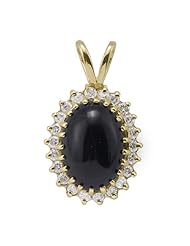 Black Coral Pendant with Diamonds in 14K Yellow Gold