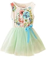 F.C Girls Summer Sleeveless Floral Dress One Piece Skirt Tutu Sundress
