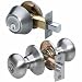 Tools & Hardware : Master Lock BCCON0615 Biscuit Combo - keyed Entry Knobset with Keyed Alike Single Cylinder Nightwatch Deadbolt, with SilvaBond Antimicrobial Protected Finish, Stainless Steel/Satin Nickel