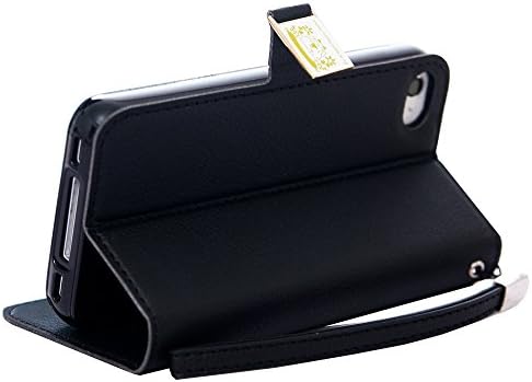 Case for Iphone5s, Fashion Ailun Leather Wallet Card Flip Case Cover Skin for Apple Iphone 5 5g 5s- Black
