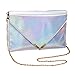 Sherry Shoulder Bag Fashion Women Holographic Envelope Clutch Handbag Chain Crossbody Bag Tote Purse (Silver)