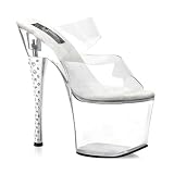 7 Inch Heel Stripper Shoes Clear Rhinestone Heel Slide