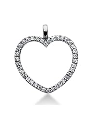 14K Gold 4 Prong set Diamond Heart Pendant (1.20 cttw, F - G Color, SI2 Clarity)