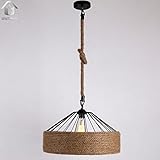 UNITARY BRAND Cream Rustic Braided Hemp Rope Hanging Ceiling Chandelier Max. 40W With 1 Light