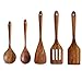 5 Pcs Luxury Wooden Kitchen Utensils Non Stick Cooking Utensils Set-Best Wood Spatula, Slotted Spatula, Angled Turner Spatula, Serving Cooking Spoon & Mixing Spoon Utensil
