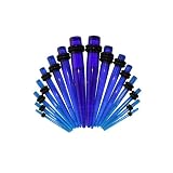 BLUE Ear Stretchers Taper Kit Lot 14G-0G Gauge Expander, 2 Each of 14g 12g 10g 8g 6g 4g 2g 0g