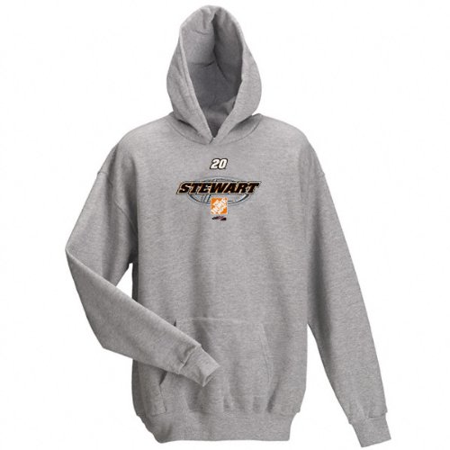 Buy Tony Stewart Youth Streaking Silver Hooded Sweatshirt