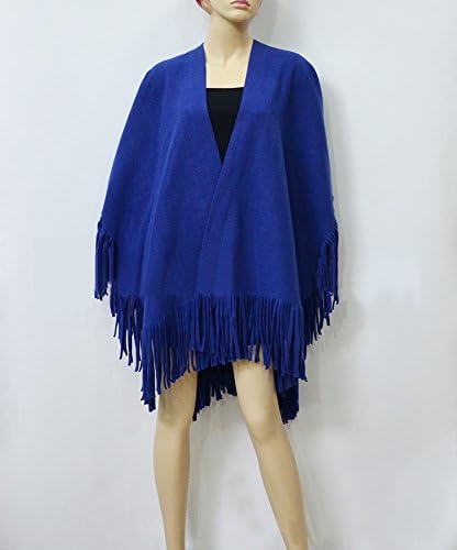 Markham123 Europe Cashmere Shawl Tassels Split Warm Winter Scarf All-match Cloak (Blue)