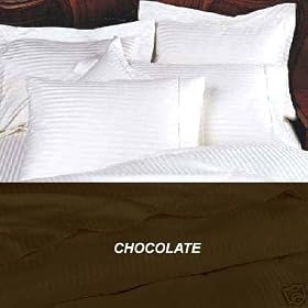 MARRIKAS 600TC Egyptian Cotton KING Sheet Set & Duvet Cover Set Combo CHOCOLATE STRIPE