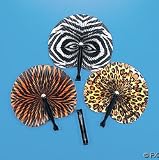 12 Wild Animal Print Paper Fans