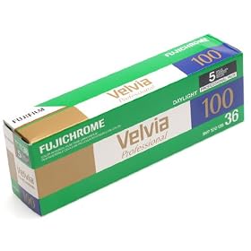 Click here to buy Fujifilm Fujichrome Velvia 100 Color Slide Film ISO 100, 35mm, 5 Rolls of 36 Exposures by Fuji.