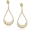 18k Yellow Gold Plated Sterling Silver Genuine Citrine Open Teardrop Twisted Earrings
