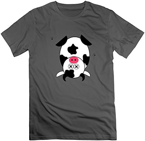 FDC12L Cotton Round Neck Men's Cow Cartoon Short Sleeve T-Shirt L DeepHeather Modern T Shirts For Men