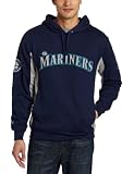 MLB Men's Seattle Mariners Captain Hooded Fleece Pullover (Athletic Navy/Stone Gray, Medium)