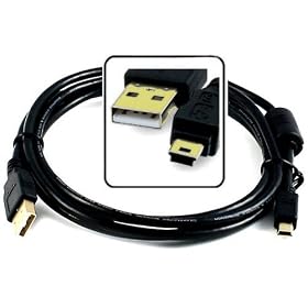 Gold-Series USB Digital Camera Mini-B 5pin Cable with Ferrite Core for AEGUS, ARCHOS, BlackBerry, Canon, Casio, Creative, Fuji, Gateway, Hitachi, HP, JVC, Konica, Kyocera, Leica, Minolta, Motorola, Nikon, Olympus, Panasonic, Pentax, Polaroid, Samsung, SeaLife, SHARP, Sigma, SiPix, SONY, Toshiba, Vivitar and Much More!