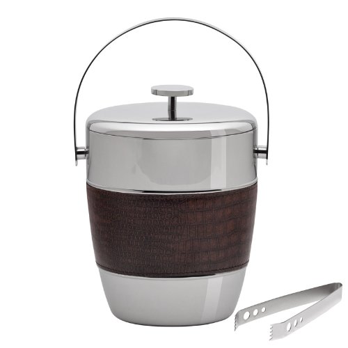 Waterford Stainless Vintage Lidded Ice Bucket With Tongs