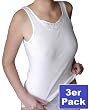 HERMKO 1440 3er Pack Damen Unterhemd mit Spitze lady Tank Top Achselhemd f�r Frauen Unterw�sche 100% Baumwolle kochfest wei� Gr��e 52
