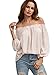 SheIn Women's Off The Shoulder Long Sleeve loose Top Blouse - Pink Small