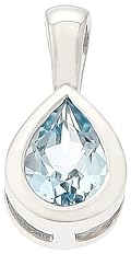 Sterling Silver Pendant Rhodium Platted Sky Blue Topaz Pear Shape