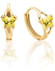 Bfly® Girls 14k Gold November Birthstone CZ Butterfly Hinged Earrings