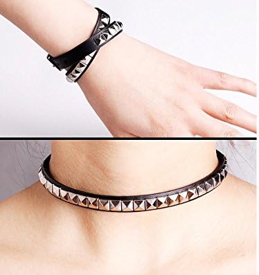 Topin(tm) Fashion Cool Punk Leather Collar Choker Necklace