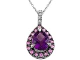 Genuine Amethyst Pink Sapphire and Diamond Pendant by Effy Collection® in 14 kt White Gold