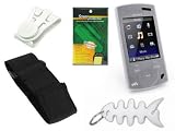 Clear Durable Flexible Soft Silicone Skin Case + Premium Reusable LCD Screen Protector + Elastic Armband + Belt Clip + Fishbone Style Keychain for Sony Walkman NWZ- S540, NWZ- S544 , NWZ-S545 Series Mp3 Player by TPA